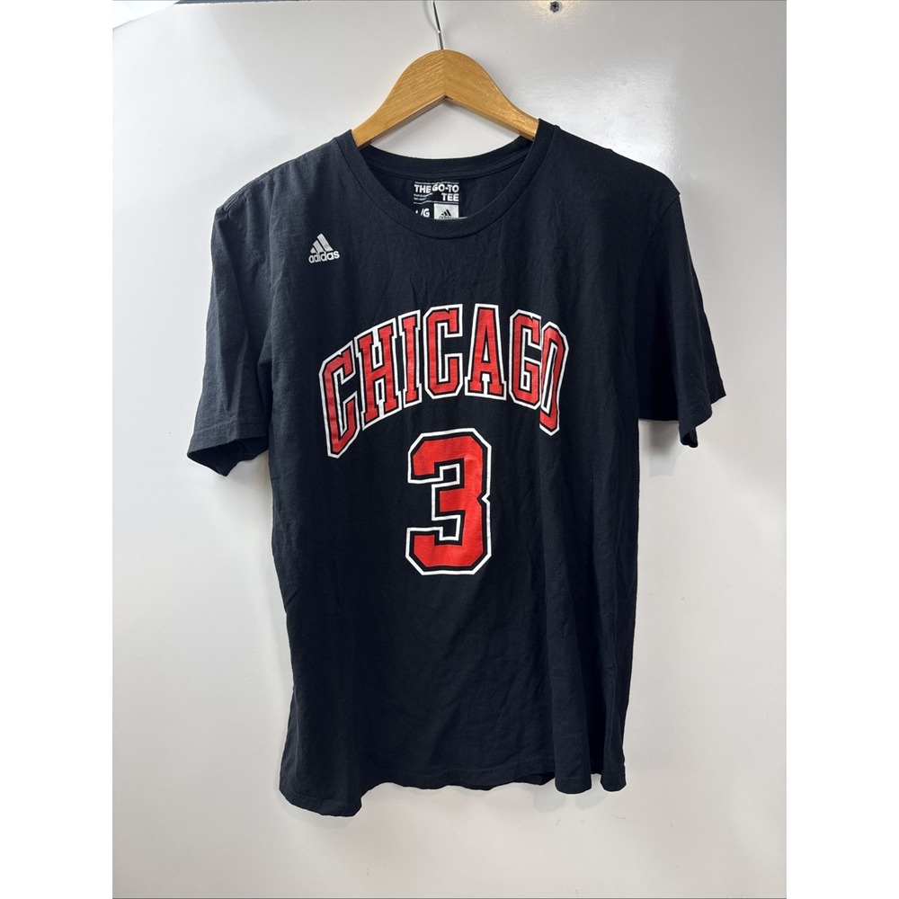 Adidas Dwyane Wade Chicago Bulls Jersey T-Shirt Large #3 Basketball Black